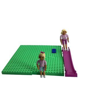 Vtg LEGO BELVILLE Duplo Playground Set Slide 2 Girl Doll Figures INCOMPLETE